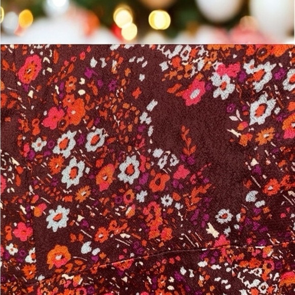 🌟 XL Maroon dress GAP 
long sleeves midi Modest party ditsy floral flowers - Picture 9 of 16